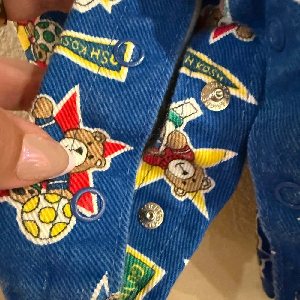 OshKosh B'gosh‎ Overalls Vestbak Kids 12M Blue Sports Bear Vintage Kidcore 90s